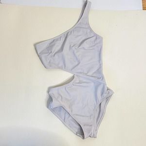Solid & Striped The Claudia One Piece Swimsuit One Shoulder in Light Gray Size S